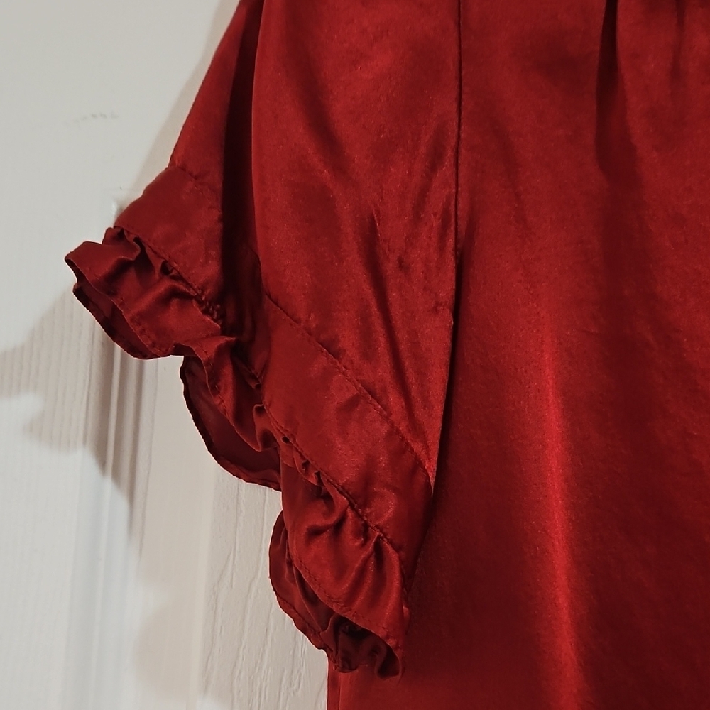 French Connection Deep Red Ruffled Blouse - Picture 3 of 5